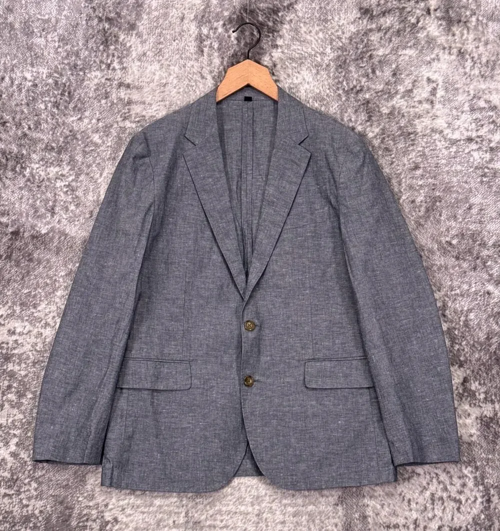 New J Crew Ludlow Blazer 40S Short Mens Somelos Cotton Linen Blue